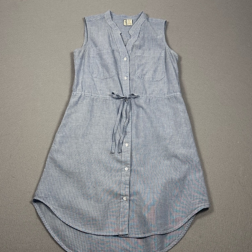 Japna Sleeveless High Low Dress in Blue Stripe